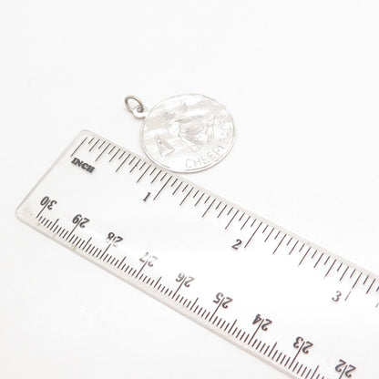 925 Sterling Silver Vintage "Cheerleader" Round Pendant