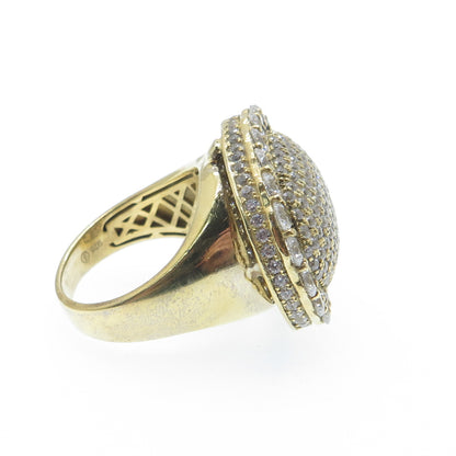 925 Sterling Silver Gold Plated Round-Cut C Z Dome Ring Size 9