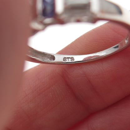 Chuck Clemency Sterling Silver Real Iolite Tanzanite White Topaz Ring Size 8.25