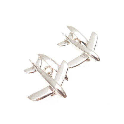 925 Sterling Silver Vintage 1989 SJL London Airplane Cufflinks
