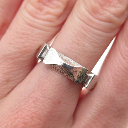 925 Sterling Silver Vintage Modernist Oxidized Band Ring Size 7