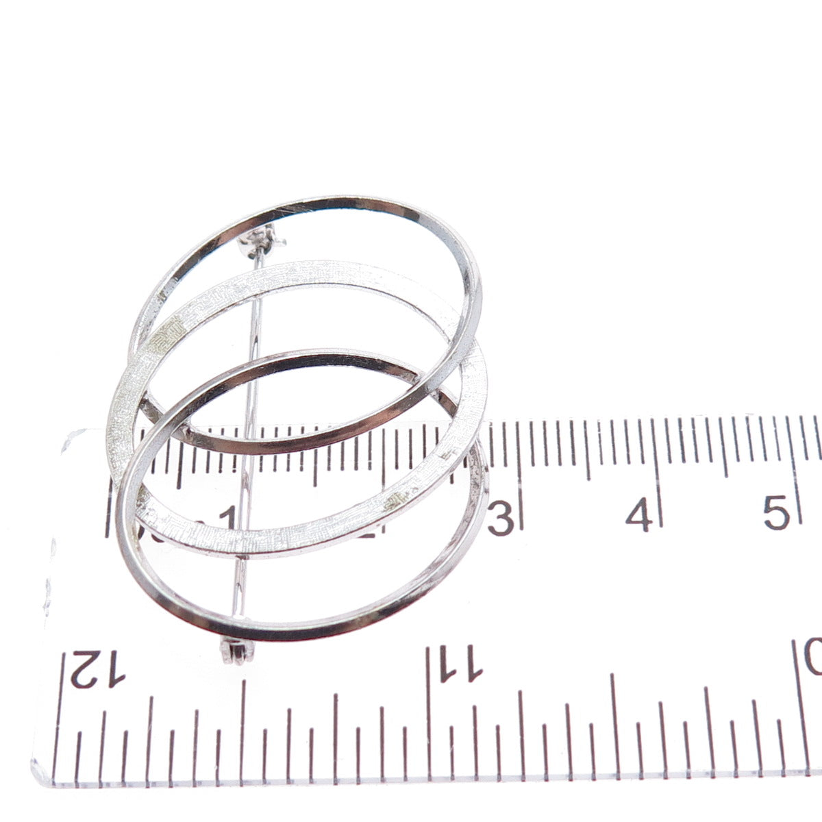 VAN DELL 925 Sterling Silver Vintage Interlocked Eternity Circle Pin Brooch