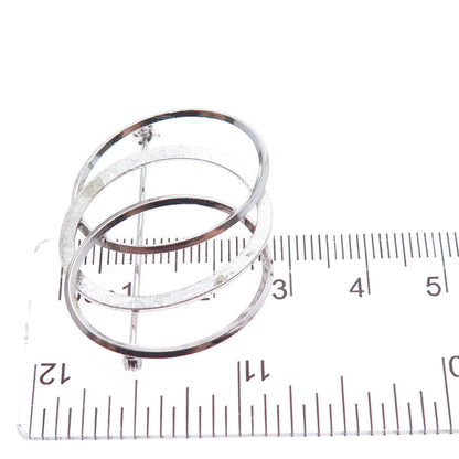 VAN DELL 925 Sterling Silver Vintage Interlocked Eternity Circle Pin Brooch