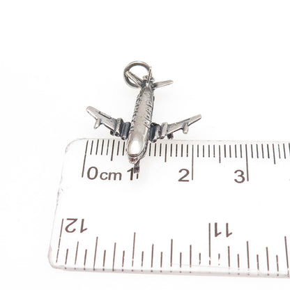 925 Sterling Silver Vintage BOAC Comet IV Airplane Oxidized Locket Charm Pendant