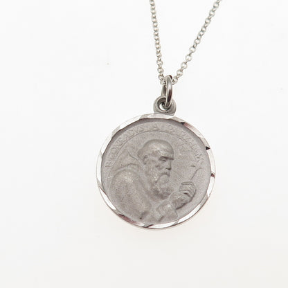925 Sterling Silver Vintage St. Conrad & St. John Eudes Cable Chain Necklace 18"