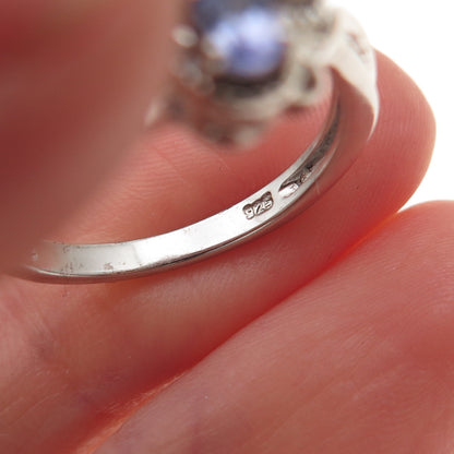 Chuck Clemency 925 Sterling Silver Real Oval-Cut Tanzanite Cross Ring Size 8.25