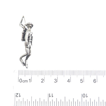 925 Sterling Silver Vintage Diver Oxidized 3D Charm Pendant