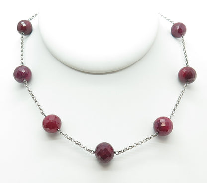 925 Sterling Silver Real Ruby Gemstone Rolo Chain Necklace 18"