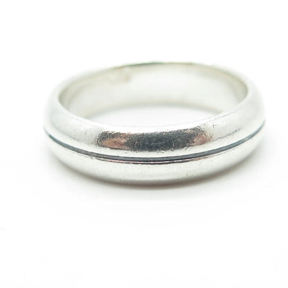 925 Sterling Silver Vintage Lined Wedding Band Ring Size 8.25