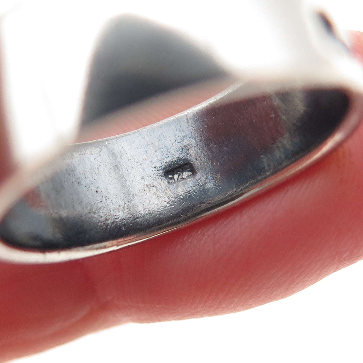 925 Sterling Silver Vintage Zig Zag Oxidized Band Ring Size 8