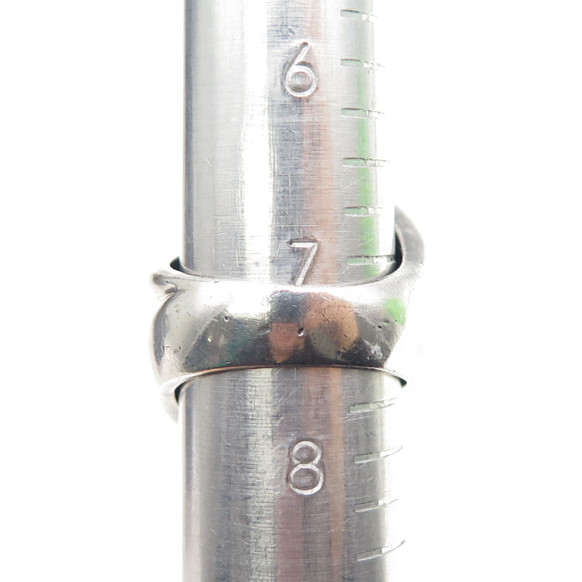 925 Sterling Silver Vintage Modernist Puffy Ribbed Oxidized Ring Size 7.5