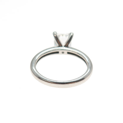 925 Sterling Silver Radiant-Cut C Z Engagement Ring Size 7.75