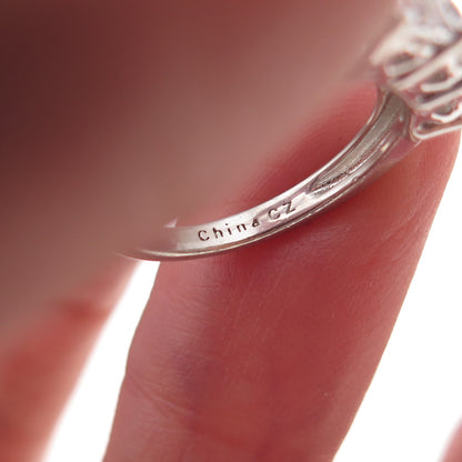 Colleen Lopez 925 Sterling Silver Princess-Cut C Z Ring Size 4.25