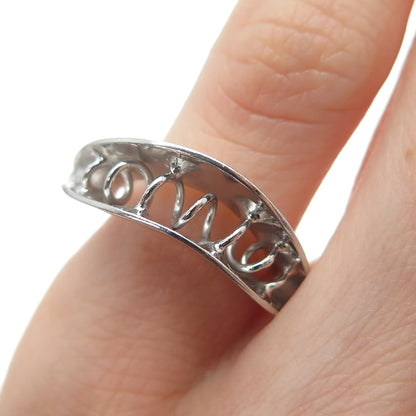925 Sterling Silver Vintage Modernist Spring Pinky Ring Size 2.75