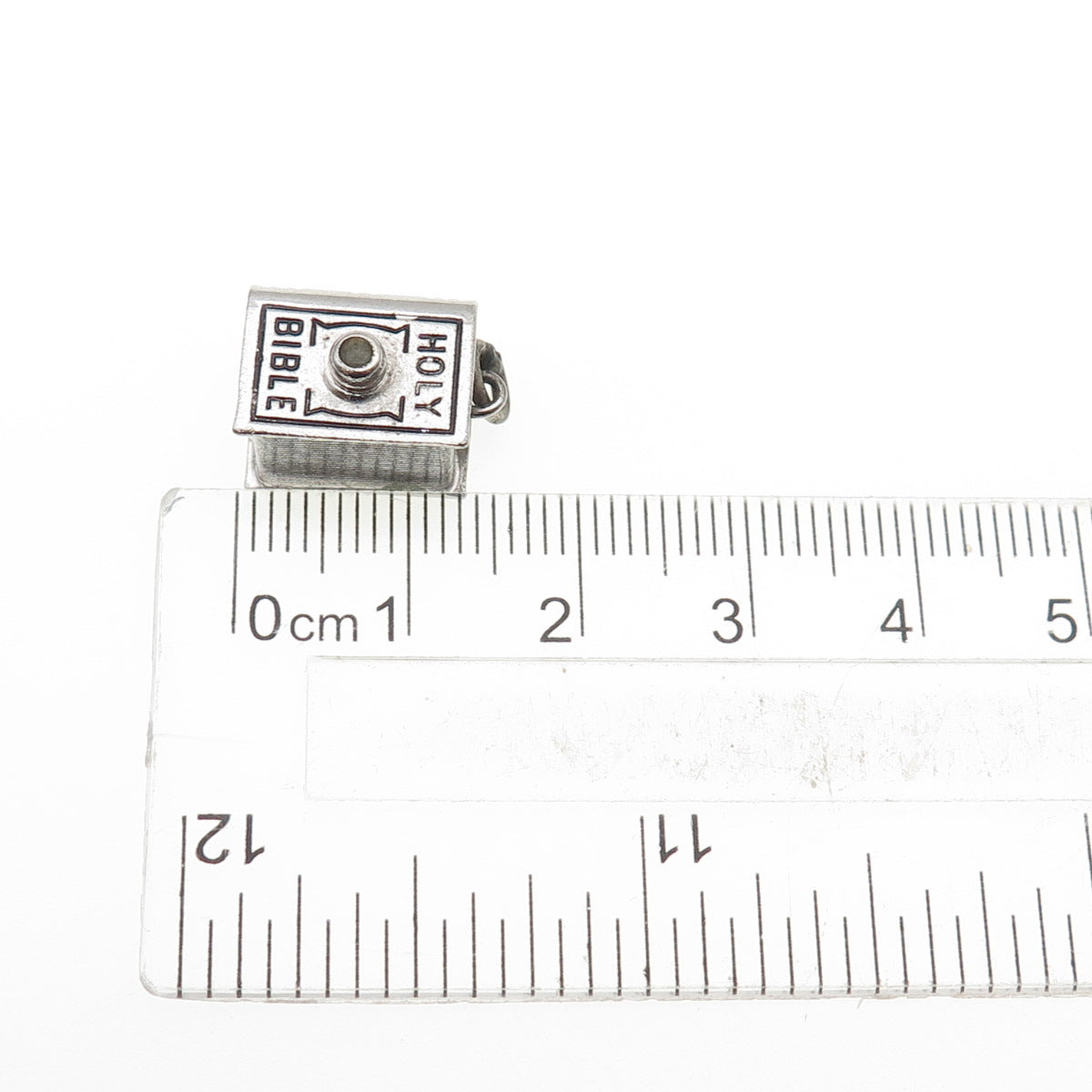 WELLS 925 Sterling Silver Antique Art Deco Stanhope Holy Bible Mini 3D Pendant