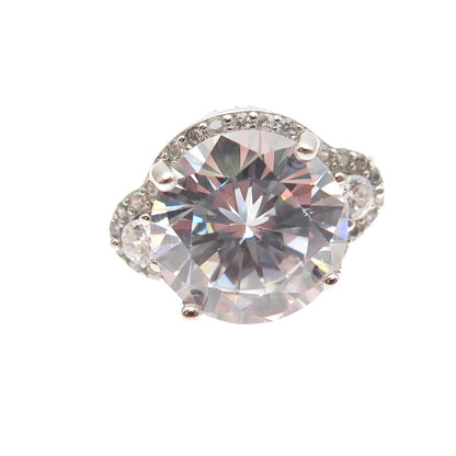925 Sterling Silver Round-Cut C Z Engagement Ring Size 6