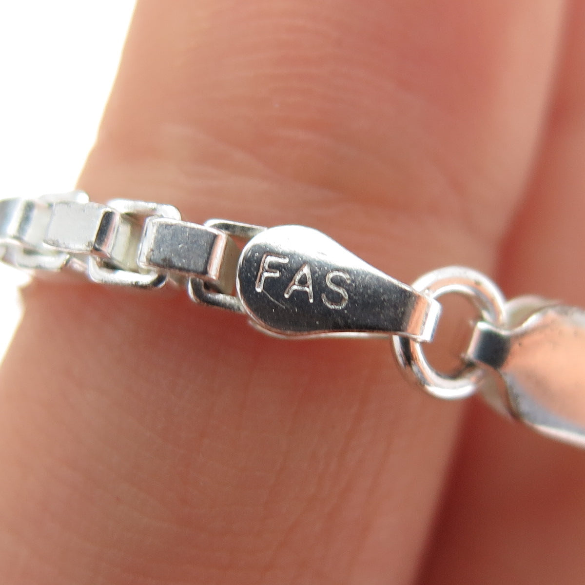 925 Sterling Silver Vintage Italy Box Link Bracelet 6.75"