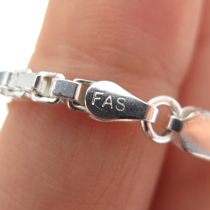 925 Sterling Silver Vintage Italy Box Link Bracelet 6.75"
