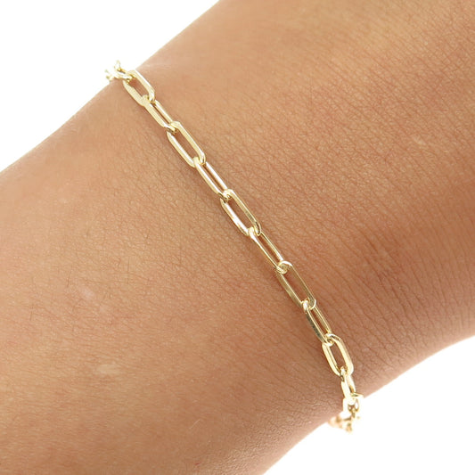 925 Sterling Silver Gold Plated Italy Paperclip Link Bracelet 7"