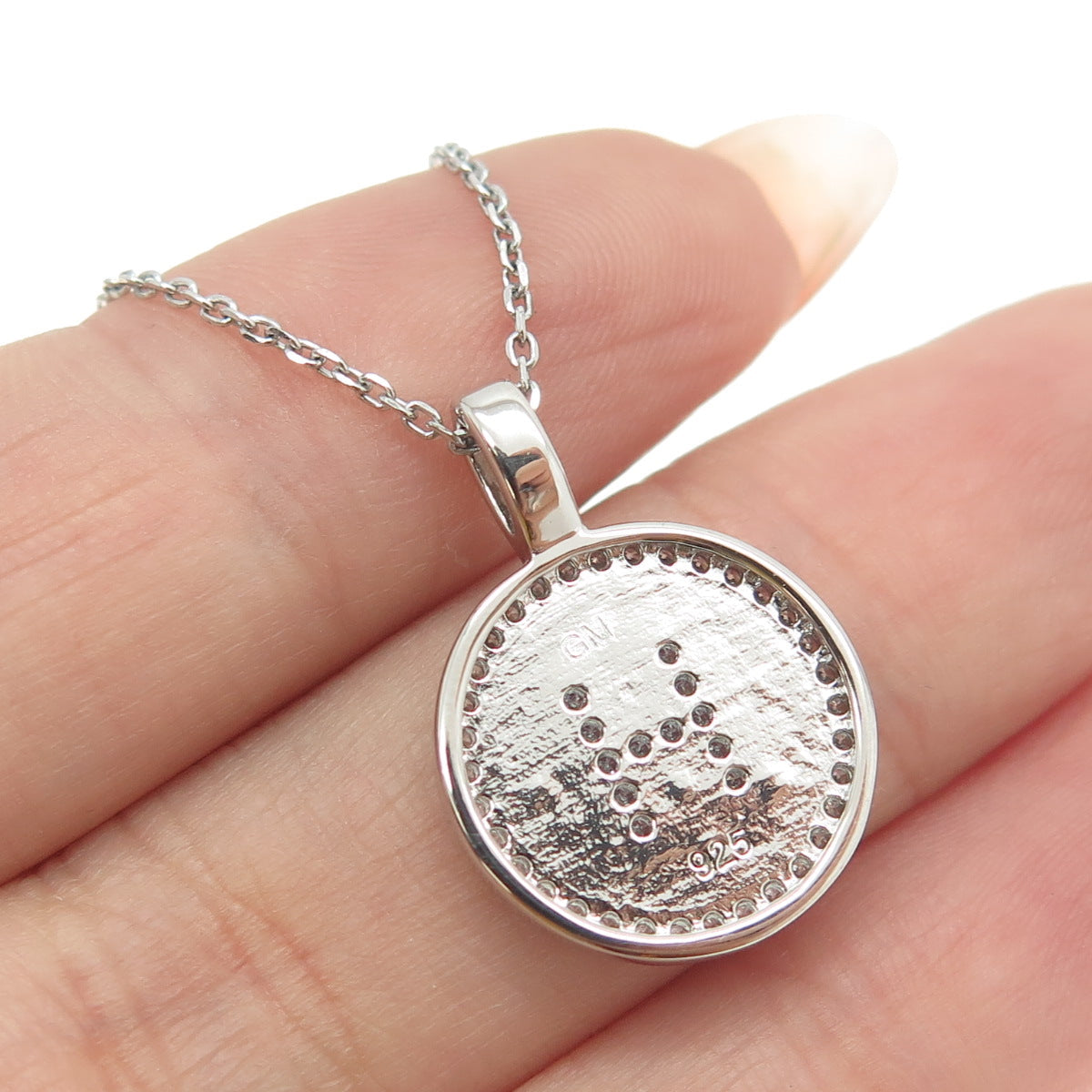 925 Sterling Silver Italy Pave C Z Letter "H" Initial Cable Chain Necklace 16"