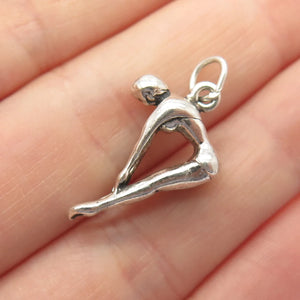 925 Sterling Silver Vintage Gymnast / Athlete Girl Charm Pendant