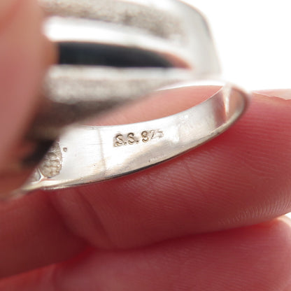 925 Sterling Silver Vintage Modernist Wave Oxidized Ring Size 8
