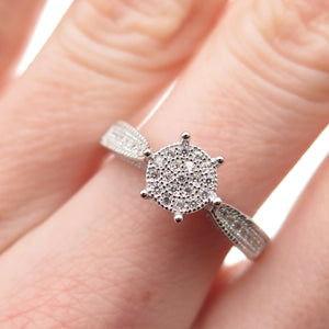 925 Sterling Silver Round-Cut C Z Engagement Ring Size 6.75