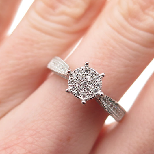925 Sterling Silver Round-Cut C Z Engagement Ring Size 6.75