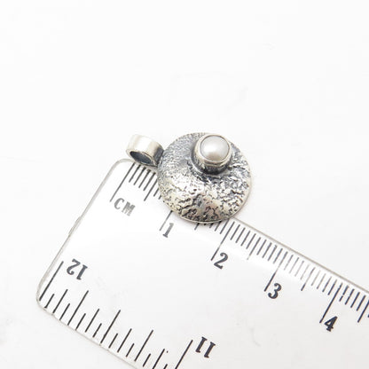 DEN 950 Silver Vintage Real Pearl Textured Pendant