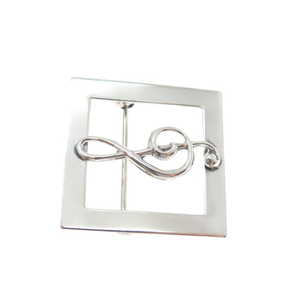 BEAU 925 Sterling Silver Vintage Treble Clef Music Note Pin Brooch