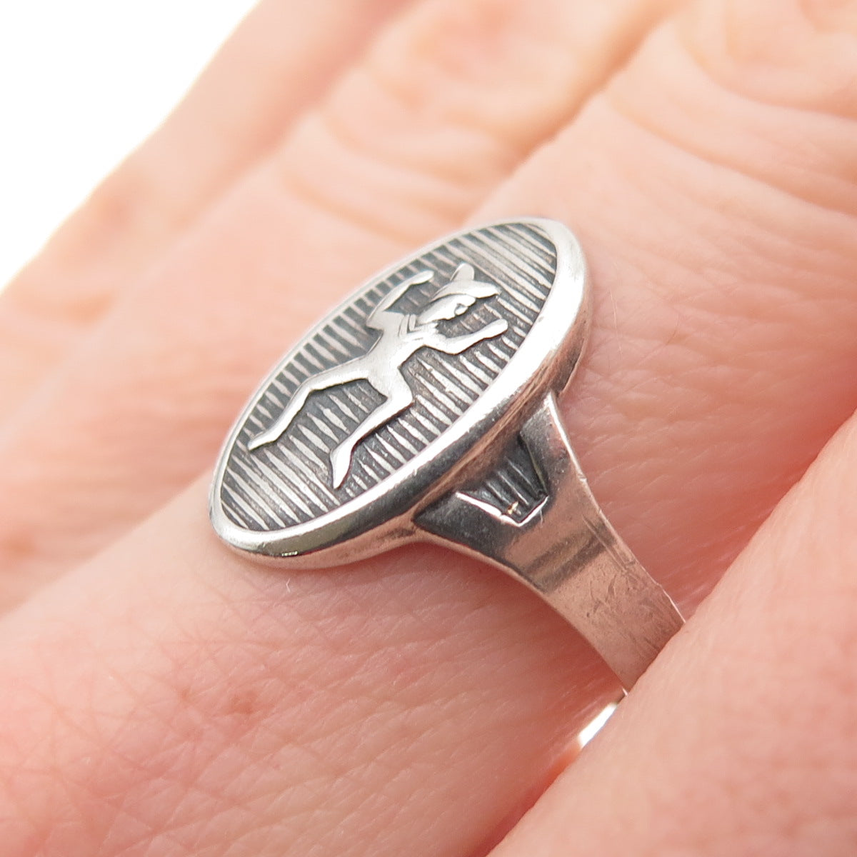 ROBBINS & CO. 925 Sterling Vintage Brownie Girl Scout Adjustable Ring Size 7.75