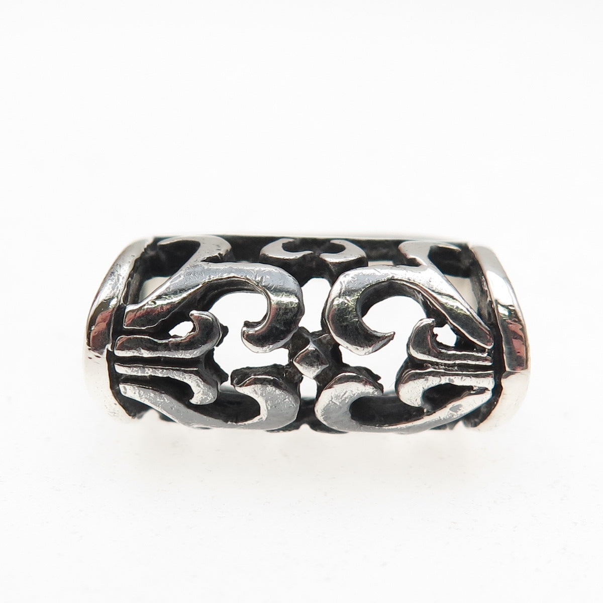 925 Sterling Silver Vintage Modernist Heart Oxidized Ring Size 8