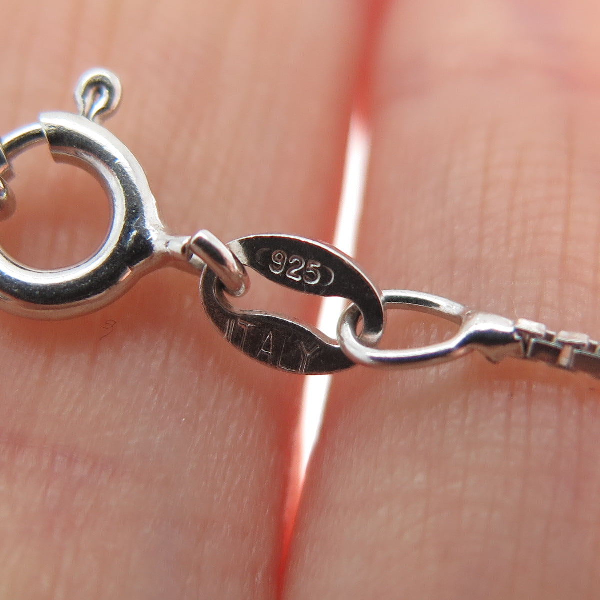 925 Sterling Silver Italy Round-Cut C Z Cross Box Chain Necklace 18"