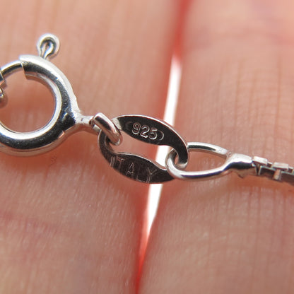 925 Sterling Silver Italy Round-Cut C Z Cross Box Chain Necklace 18"