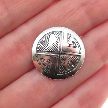 Old Pawn 925 Sterling Silver Vintage Southwestern Oxidized Tribal Button