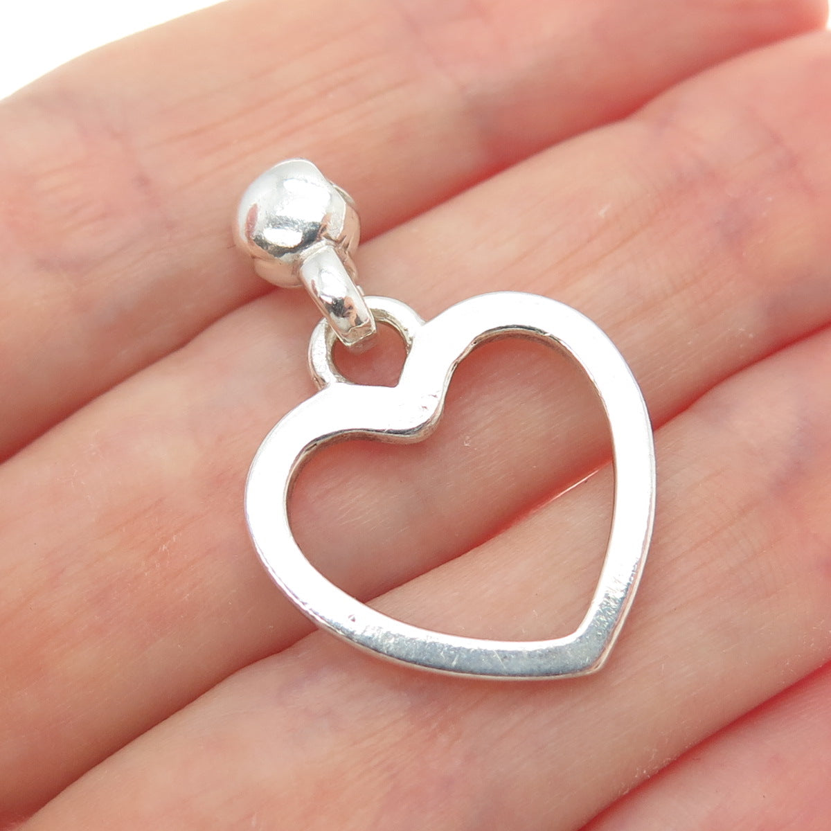 925 Sterling Silver Vintage Heart Slide Charm Pendant