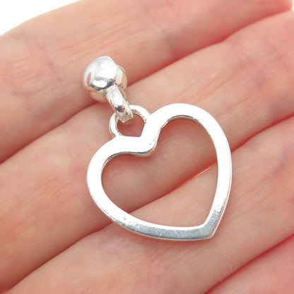 925 Sterling Silver Vintage Heart Slide Charm Pendant