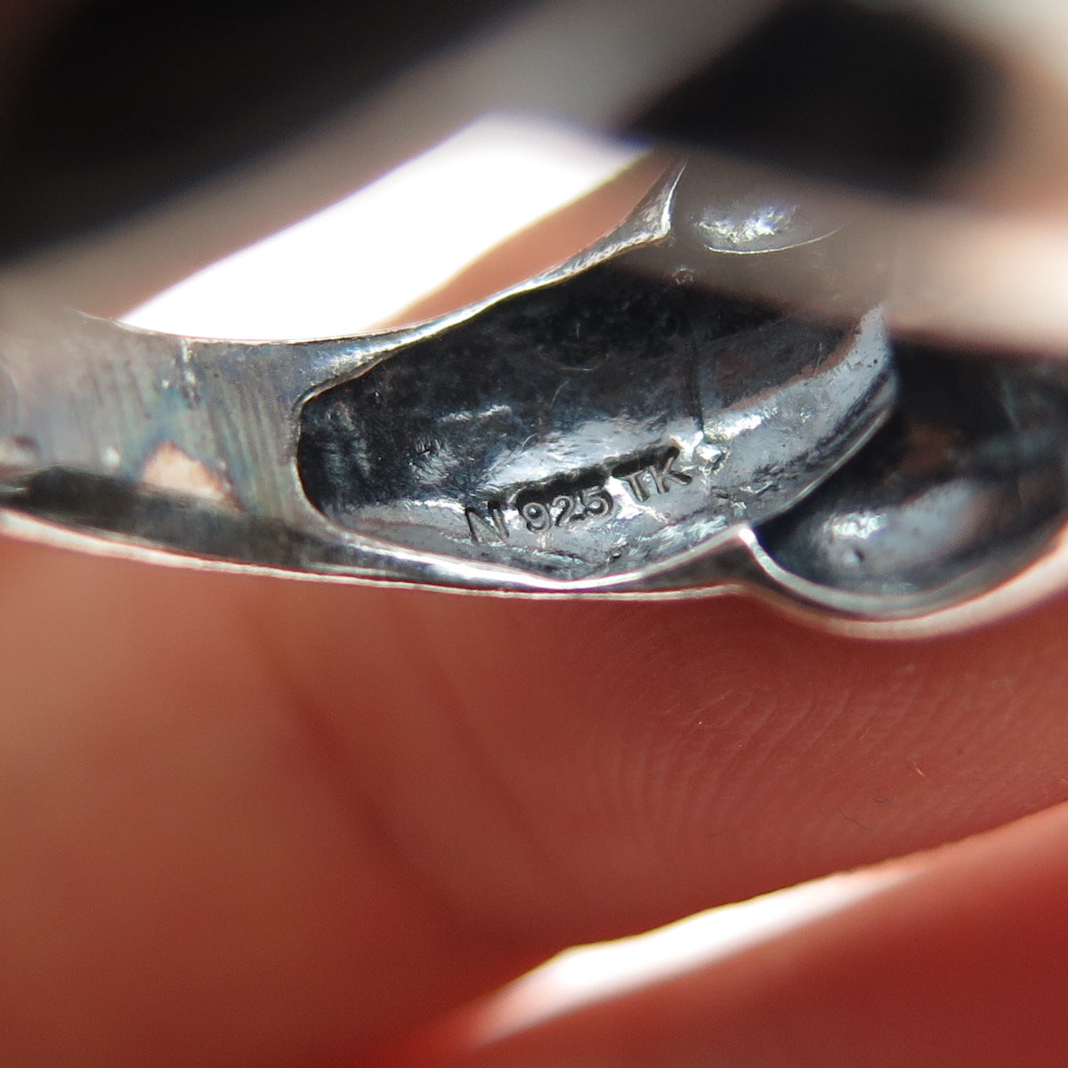 925 Sterling Silver Vintage Modernist Cable Link Oxidized Ring Size 6.25