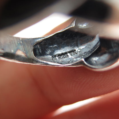 925 Sterling Silver Vintage Modernist Cable Link Oxidized Ring Size 6.25