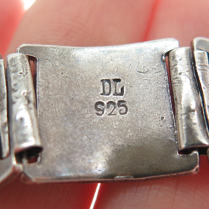 925 Sterling Silver Vintage DL Mexico Aztec Tribal Oxidized Watch Bracelet 5"