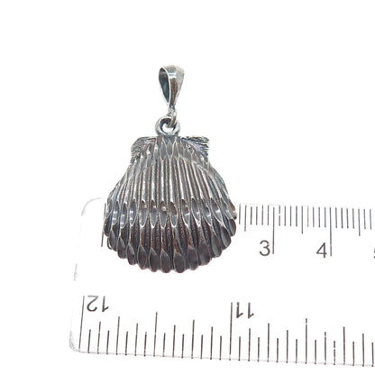 925 Sterling Silver Vintage Seashell Oxidized Charm Pendant