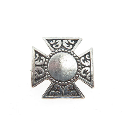 925 Sterling Silver Antique Art Deco Cross Pin Brooch