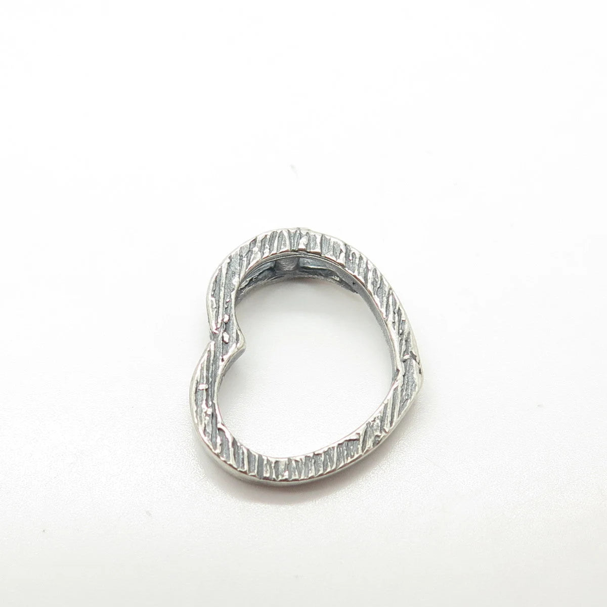 925 Sterling Silver Vintage Textured Open Heart Slide Pendant