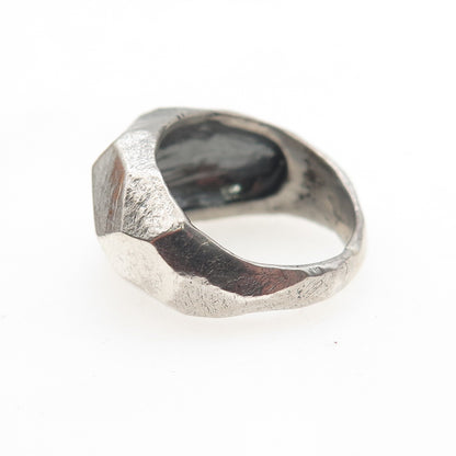 925 Sterling Silver Vintage Modernist Geometric Dome Oxidized Ring Size 6