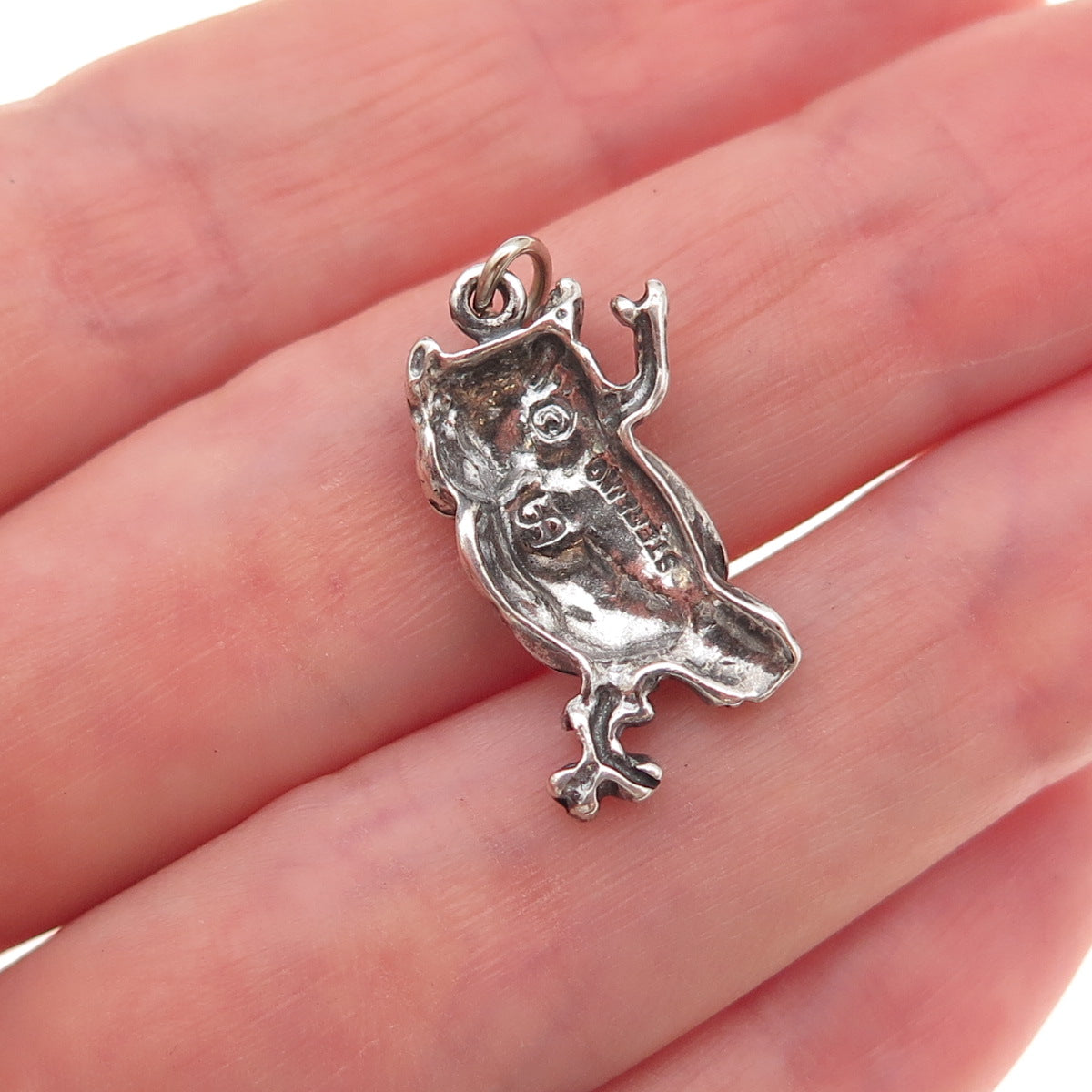 Shube 925 Sterling Silver Vintage Wise Owl Oxidized Charm Pendant