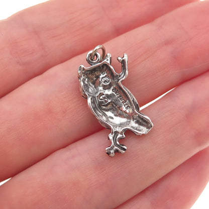 Shube 925 Sterling Silver Vintage Wise Owl Oxidized Charm Pendant