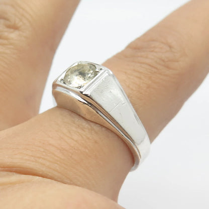 925 Sterling Silver Vintage Rhinestone Square Ring Size 8.25