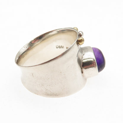 DbM Kensington 925 Sterling Silver 14K Gold Vintage Real Amethyst Ring Size 8.75