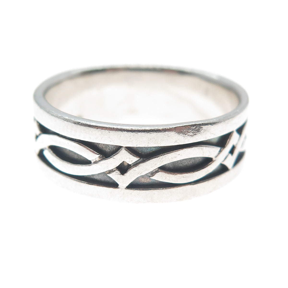 925 Sterling Silver Vintage Celtic Knot Band Ring Size 10.25