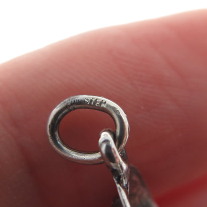 925 Sterling Silver Vintage Firefighter Helmet Oxidized Minimalist 3D Pendant